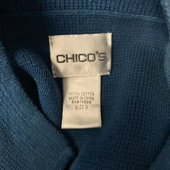 Chicos Blue Button Front Knit Jacket - Picture 5 of 5